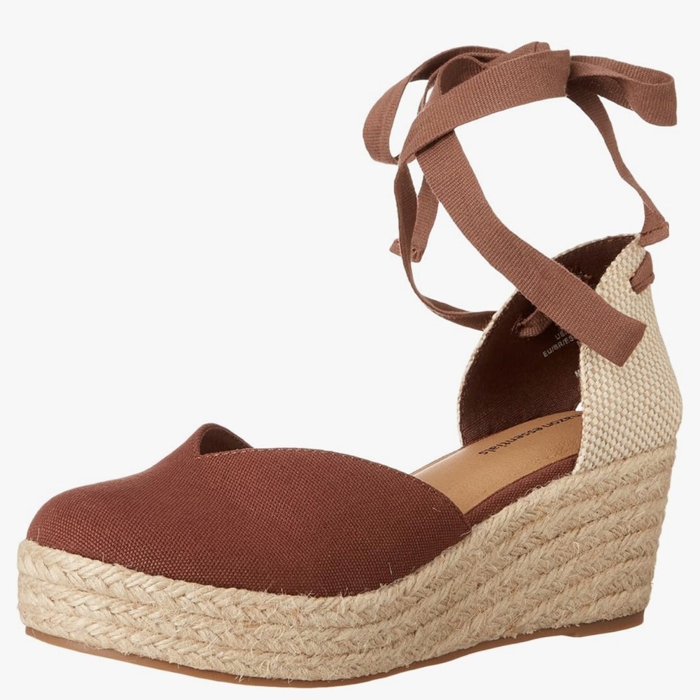 Amazon Essentials Women's Deep Brown Espadrille Wedges